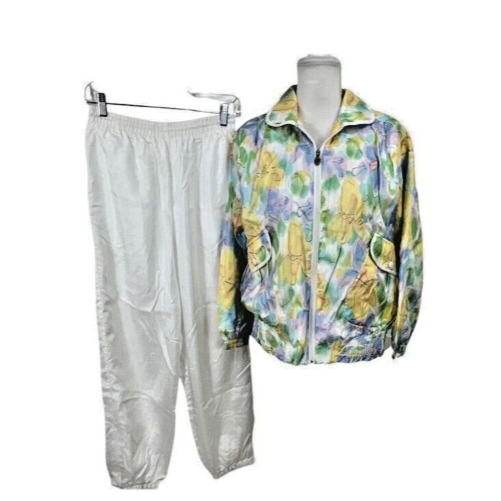 Vintage Lavon Sweatsuit Medium Eighties 80s Retro Jacket Pants Hip Hop Floral‎